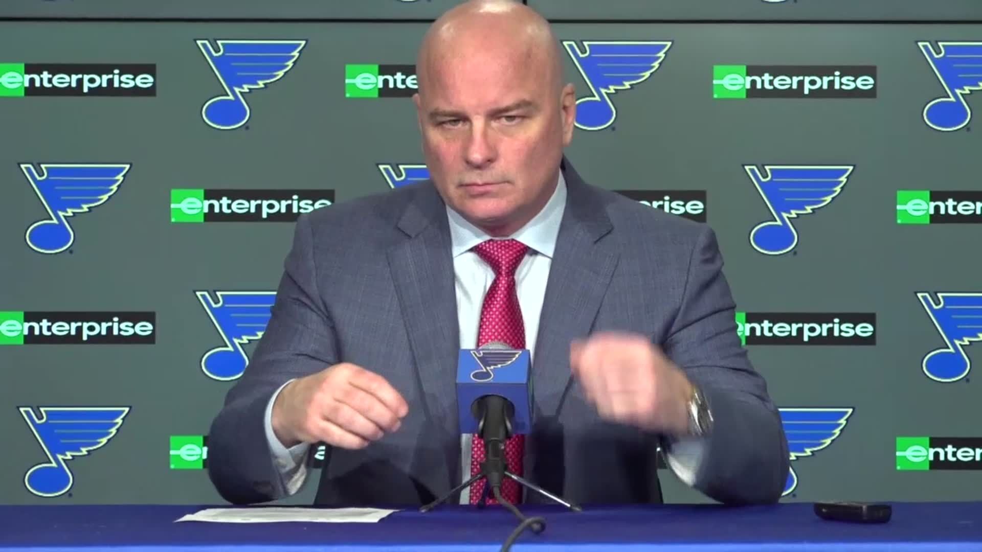 'It was great to see the Blues fans be rewarded,' coach Jim Montgomery says